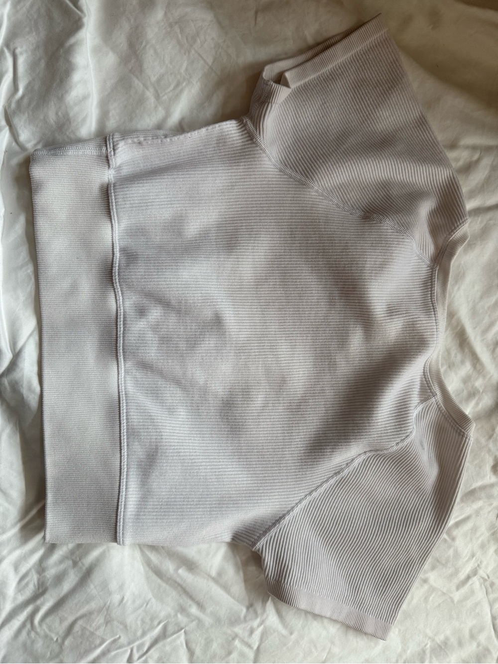 Aerie Offline Ribbed Short-Sleeve Crop Top in Light Beige - Picture 2 of 2